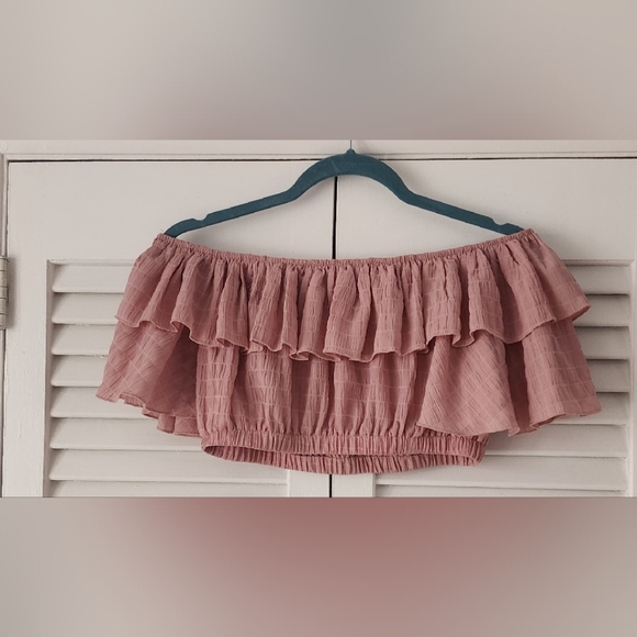 Women’s Summer Pink  Pants And Crop Top Set Small Ruffles High Rise Pants F40 - Picture 3 of 11